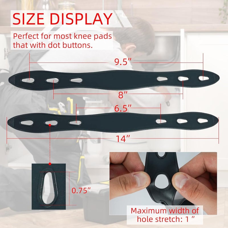 KUNN Rubber Straps for Knee Pads, Replacement Straps for Knee Pads, Set of 4, Black - Image 2